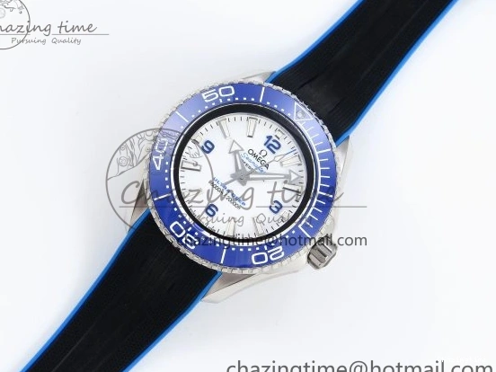 0506 SEAMASTER PLANET OCEAN 6000M ULTRA DEEP 45.5MM SS TF 1:1 BEST EDITION WHITE DIAL BLUE BEZEL ON RUBBER STRAP A SunProtective 7762